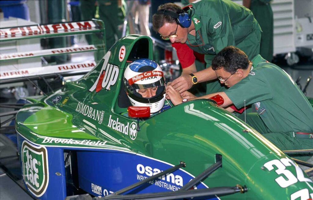 Michael Schumacher con el equipo Benetton en su temporada debut en Fórmula 1, 1991.
