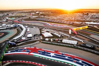 Vista aérea del Circuito de las Américas en Austin, Texas, sede del Gran Premio de Estados Unidos de Fórmula 1.